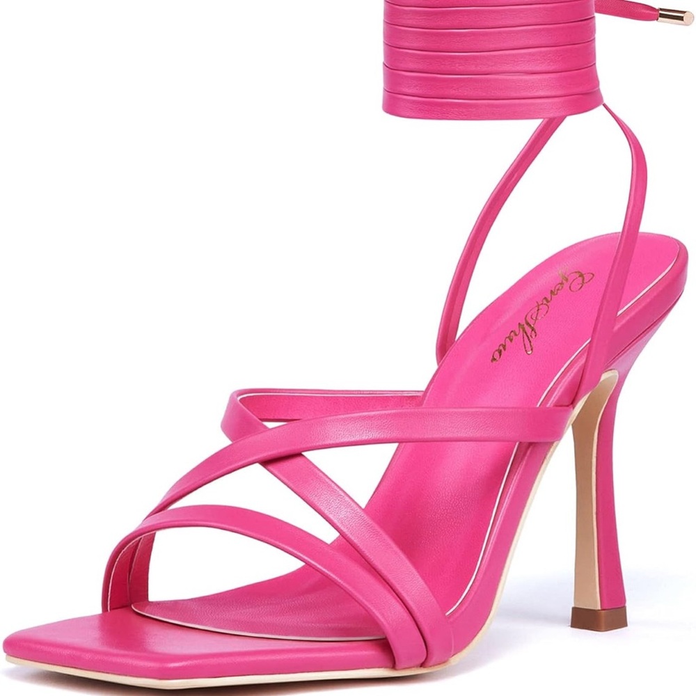 Genshuo Pink Strappy Heeled Sandals size 10